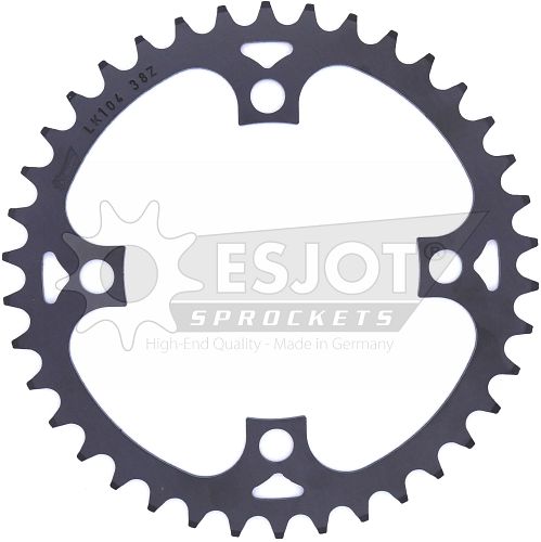 Esjot Kettenblatt Universal 38 Zähne schwarz Teilung 1/2 x 1/8"