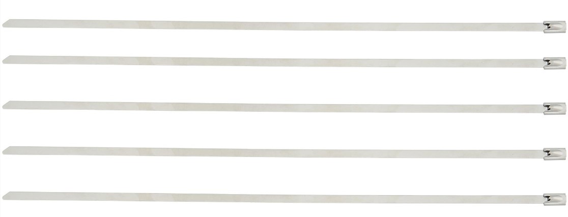 Silent Sport Kabelbinder 300 mm, Edelstahl, Satz (5 Stück), Breite: 4, 45 mm, AISI 304 Stahl