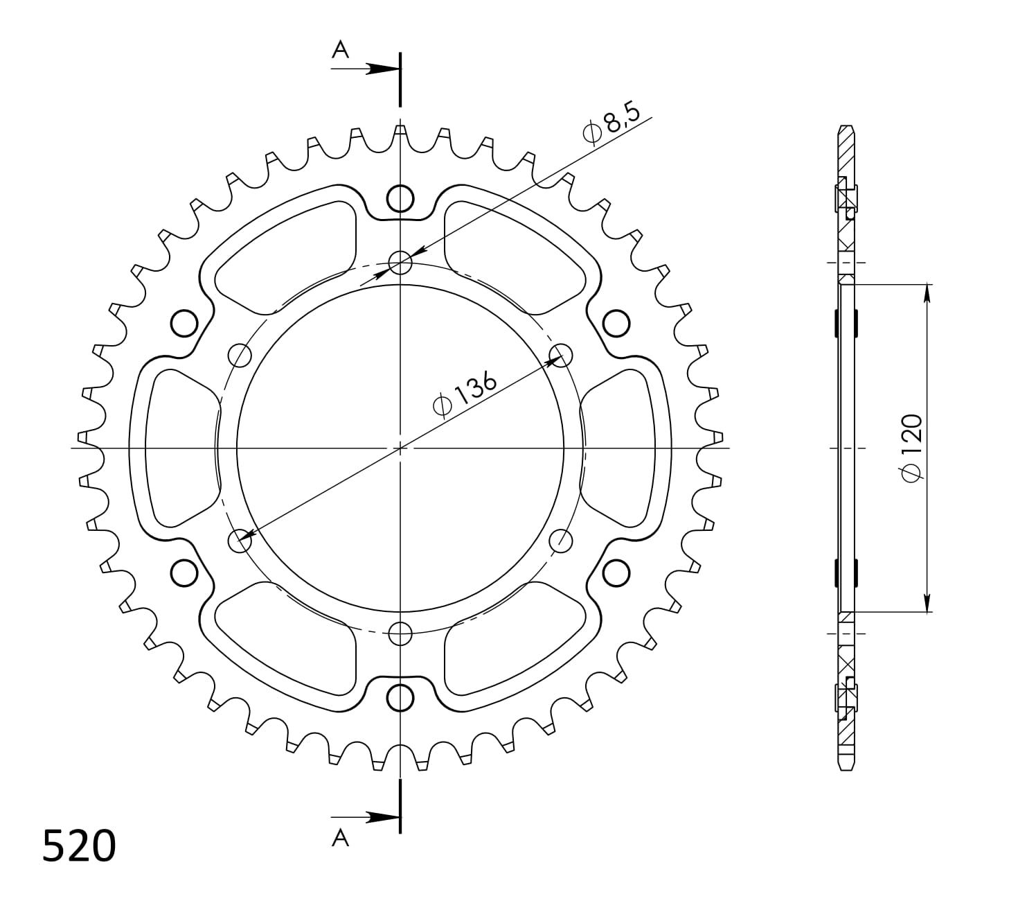 Supersprox Stealth-Kettenrad 520 45Z (Silber)