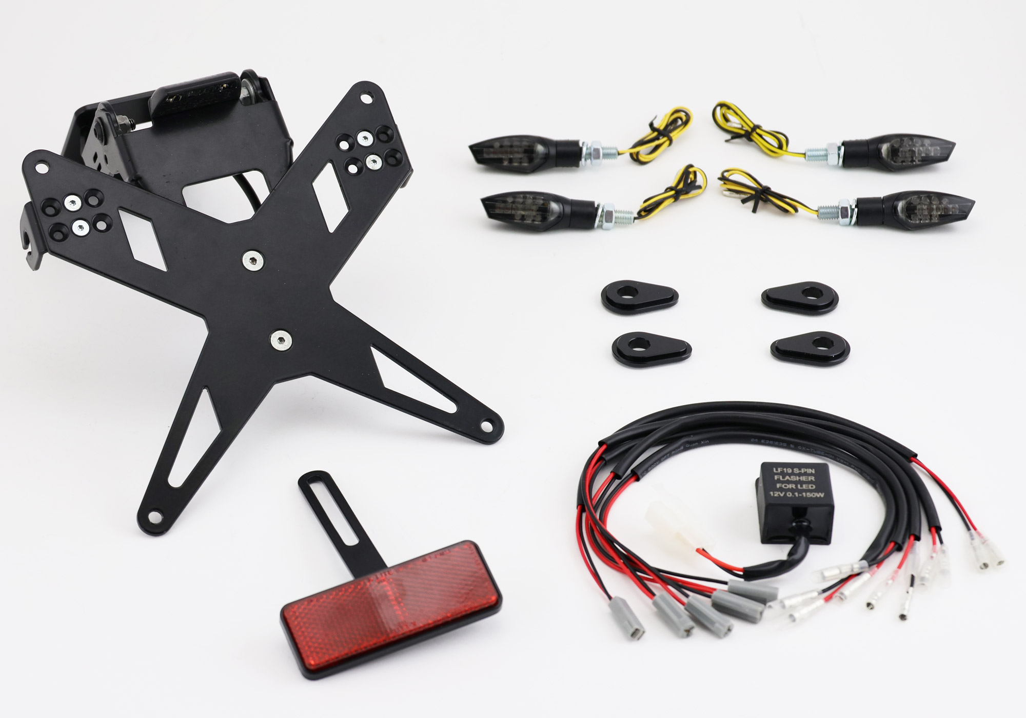 PROTECH Komplett-Set Plug and Play Kennzeichenhalter mit 4 LED-Blinkern X-SHAPE