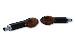 HIGHSIDER smart Cateye Glühlampen Mini-Blinker Gehäuse Schwarz / Linse Rauchgrau (Paar), Vorn & Hinten