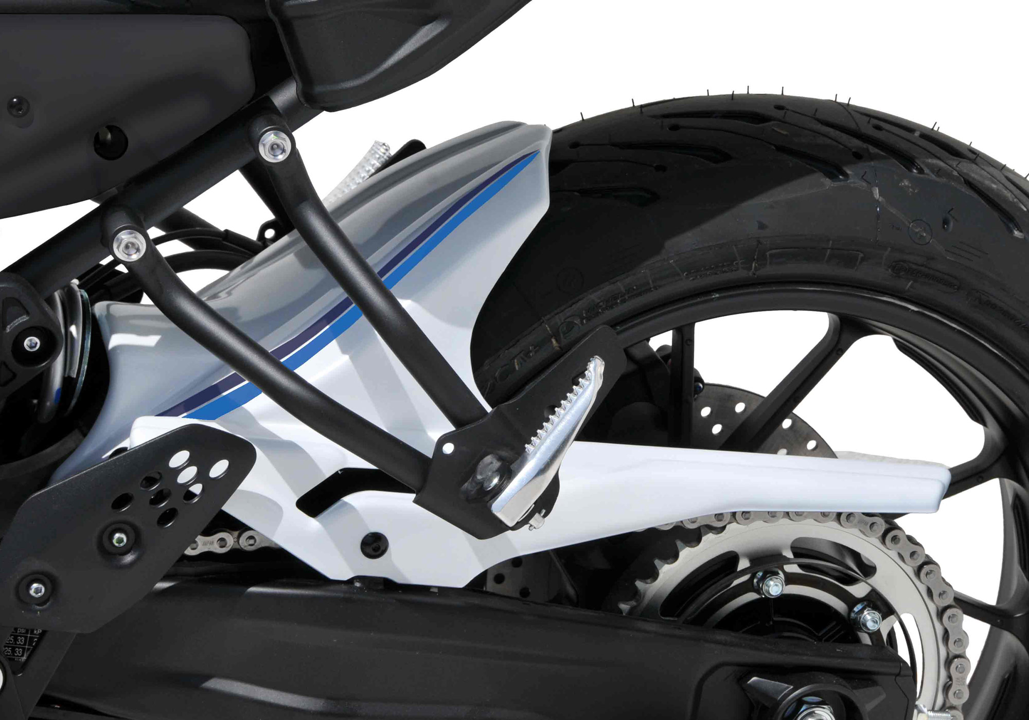 BODYSTYLE Sportsline Hinterradabdeckung ABS Kunststoff weiß/blau für YAMAHA XSR700 / XTribute / Legacy 