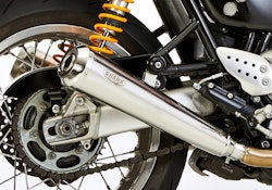 SHARK SLIP-ON Edelstahl hochglanzpoliert silber Retro für TRIUMPH Thruxton   