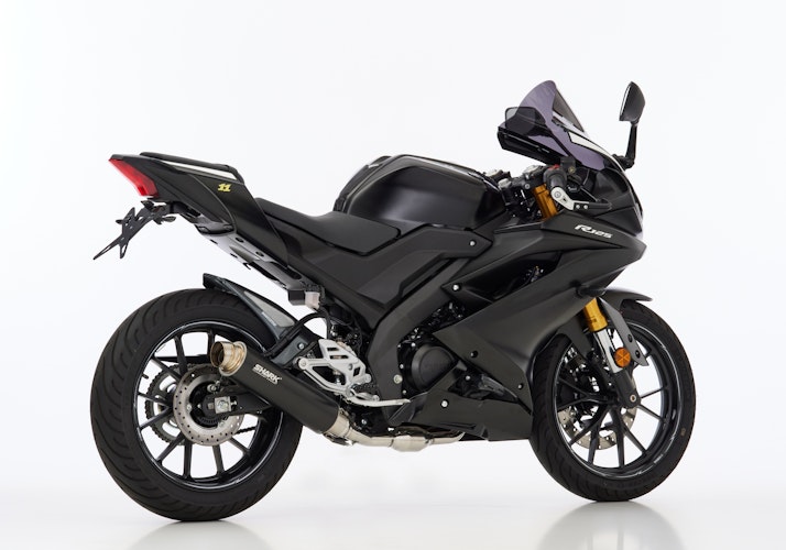 SHARK KOMPLETTANLAGE Aluminium eloxiert schwarz SRC 4 für YAMAHA MT-125,YZF-R125 EURO4  