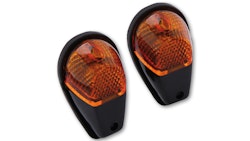HIGHSIDER smart Verkleidungsblinker Glühlampen Blinker Gehäuse Schwarz / Linse Orange (Paar), Vorn