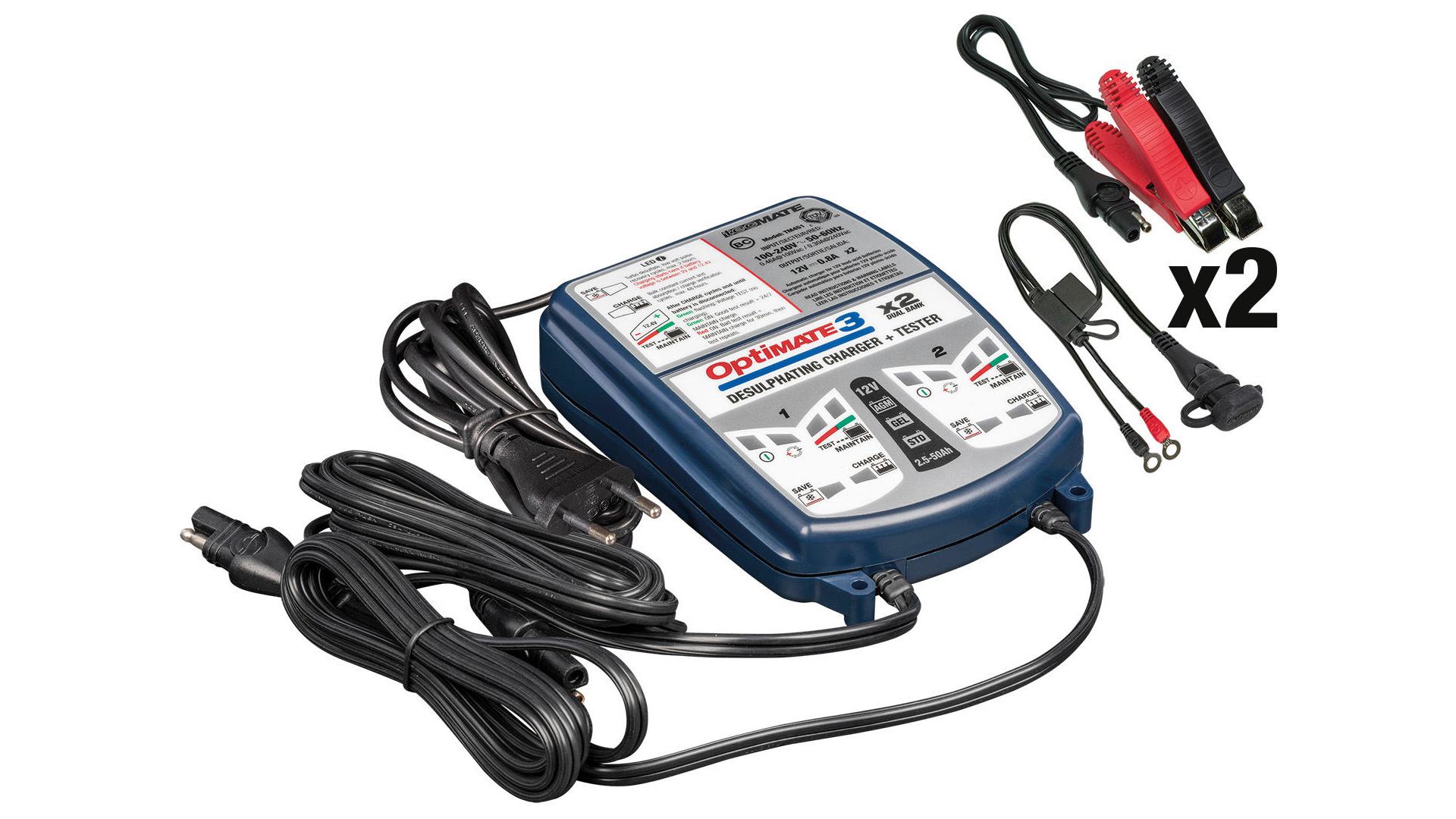 Tecmate Batterieladegerät Optimate3 12 Volt 2 Ladeeinheiten