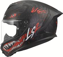 LS2 Integralhelm FF820 Rapid III Kaiju II Schwarz Rot Weiß Matt XXL