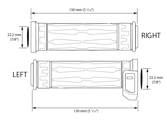 Hyper Heizgriffe mit integriertem Schalter 22/22 mm, Daumenheizung inklusive