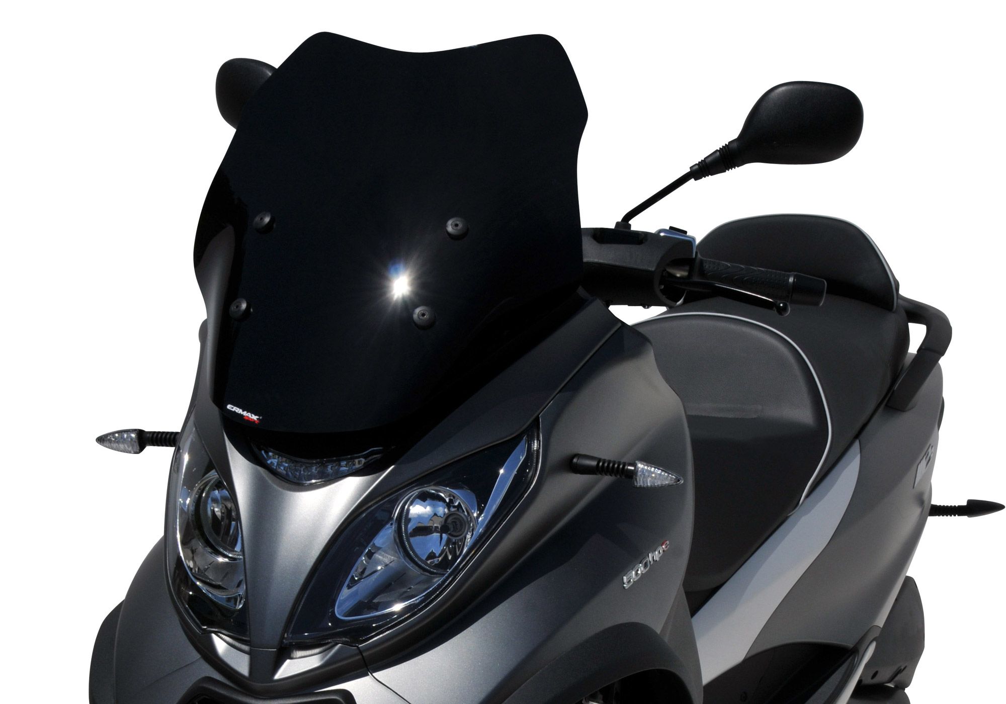 ERMAX Scooterscheibe Sport Acrylic durchsichtig Schwarz getönt für PIAGGIO MP3 350 HPE/Sport; MP3 400 HPE/Sport; MP3 500 HPE/Sport