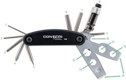 CONTEC Multifunktionswerkzeug Tool 15 schwarz/silber