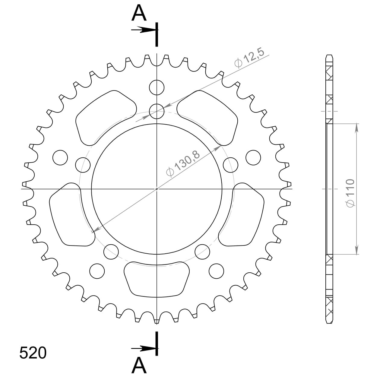 Supersprox Alu-Kettenrad 520 43Z (Rot)