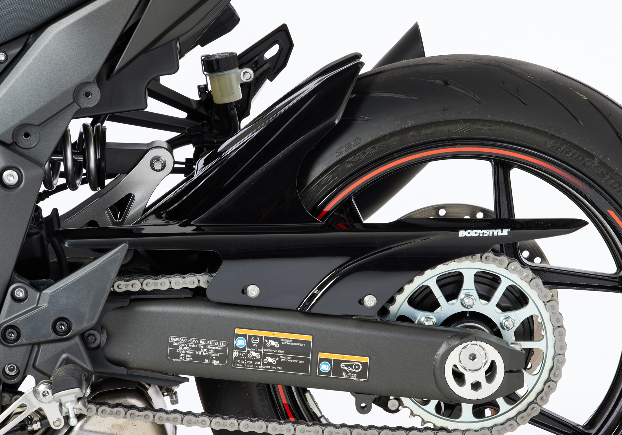 BODYSTYLE Sportsline Hinterradabdeckung ABS Kunststoff schwarz für KAWASAKI Ninja 1000 SX, Ninja 1100 SX / SE