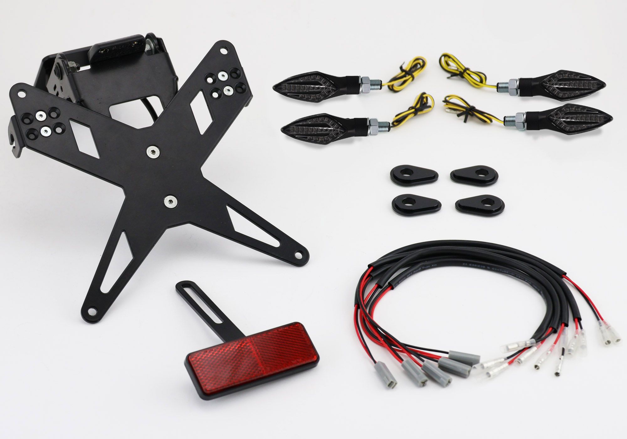 PROTECH Komplett-Set Plug and Play Kennzeichenhalter mit 4 LED-Blinkern X-SHAPE