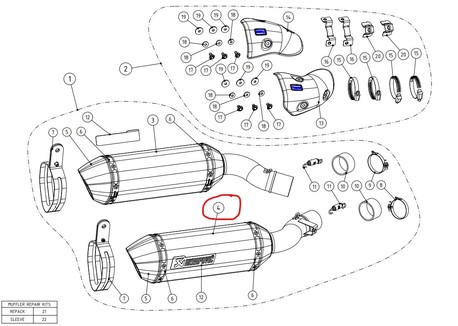 Akrapovič Dämpfer Rechts CA Z1000 2014-2020 