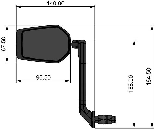 CONTEC Rückspiegel E-View Evo schwarz E-View Evo L, langer Spiegelarm (158 mm)