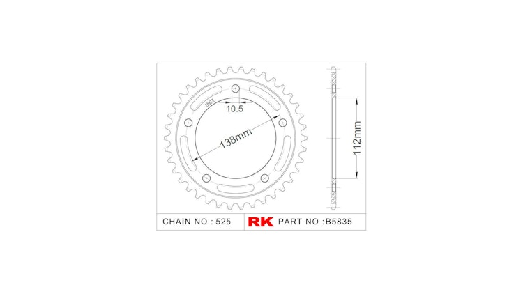 RK 5835 Kettenrad für Yamaha MT-09, Yamaha Tracer 9 GT und Yamaha XSR 900