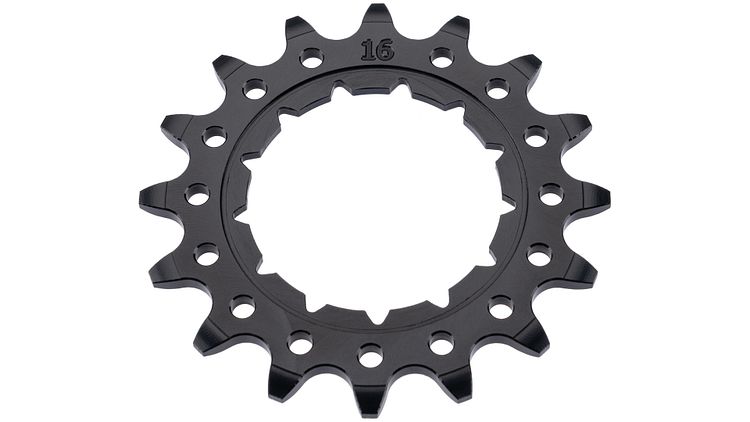 KMC Steck-Zahnkranz 16 Zähne 1/2" x 1/8" Aluminium für Rohloff schwarz