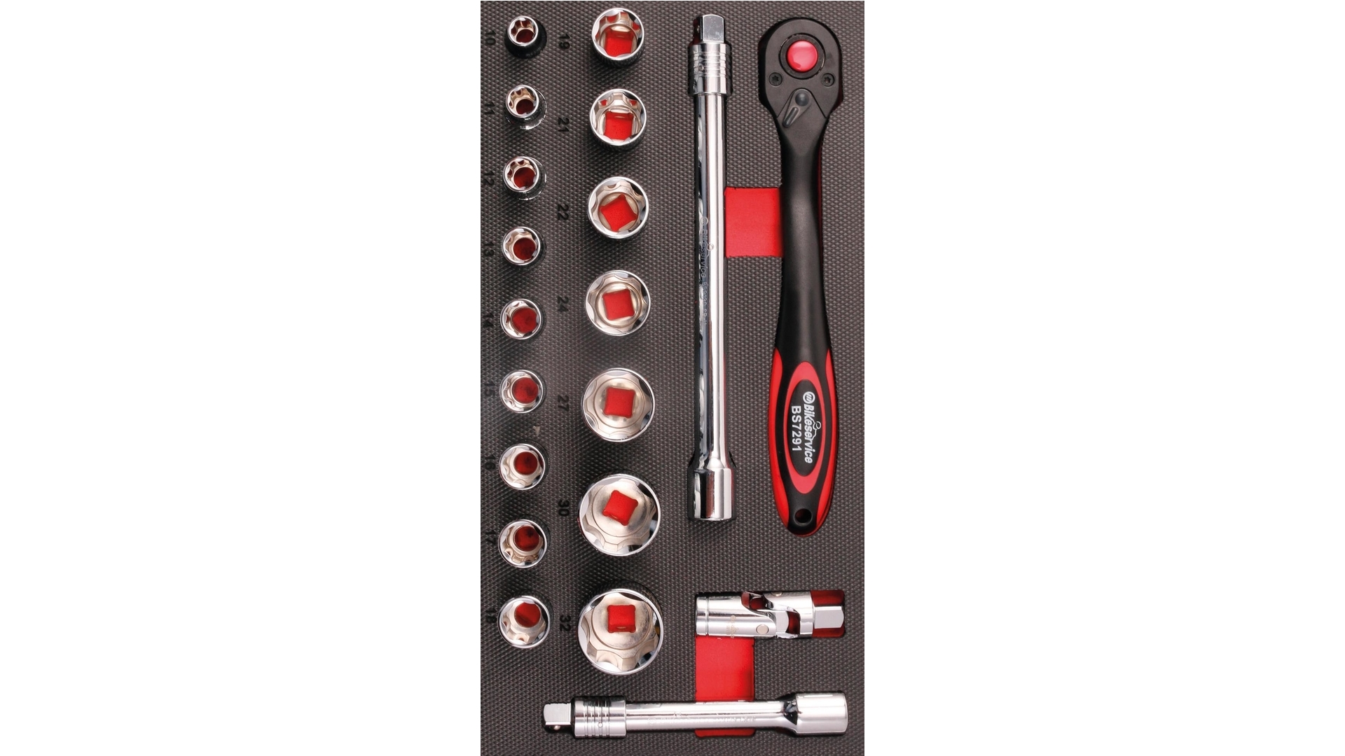 Bikeservice Moduleinlage Steckschlüssel 1/2", 20-teilig