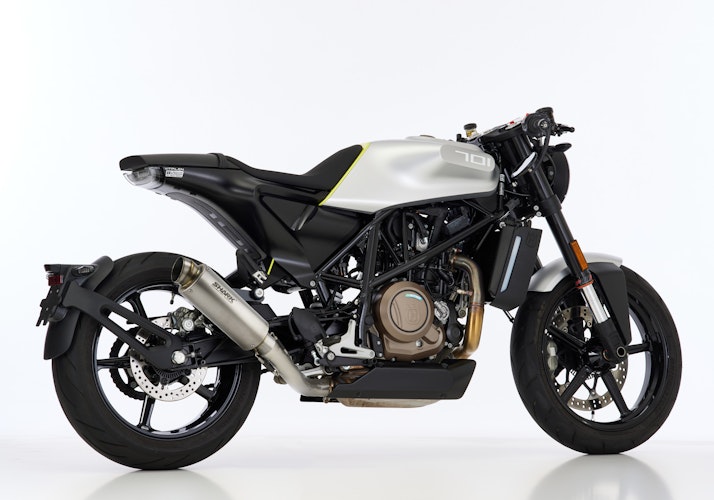 Shark Performance SLIP-ON Titan silber SRC 4 für HUSQVARNA Svartpilen 701,Vitpilen 701 EURO4  