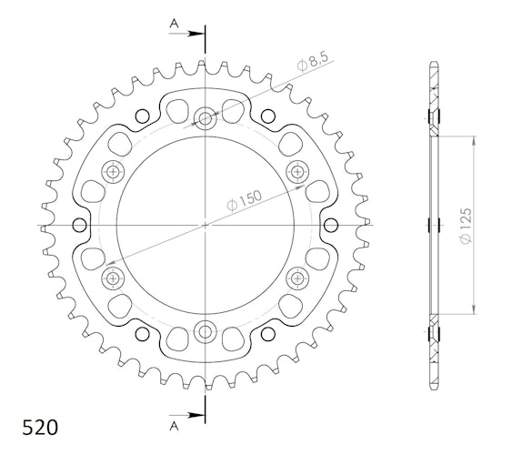 Supersprox Stealth-Kettenrad 520 44Z (Schwarz)