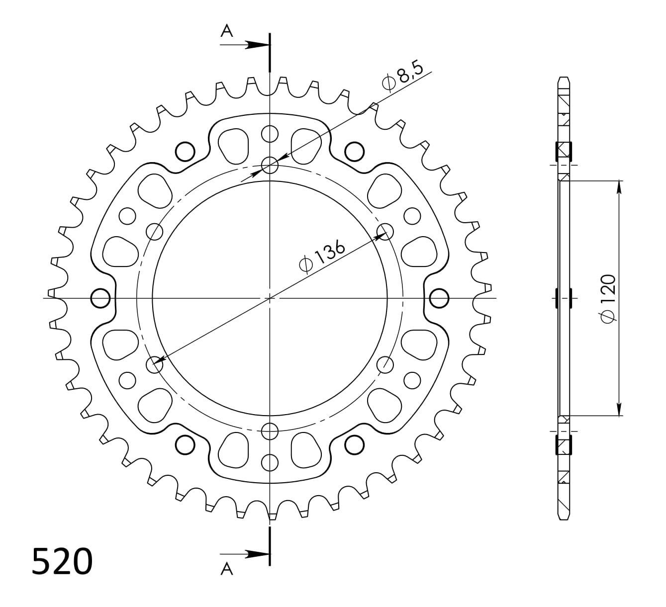 Supersprox Stealth-Kettenrad 520 43Z (Blau)