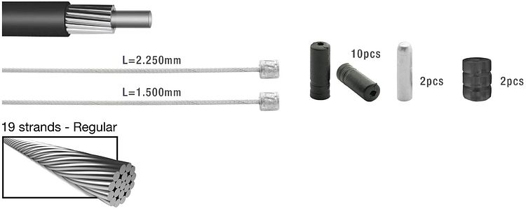 Elvedes Schaltzug-Set 19 strands slick schwarz