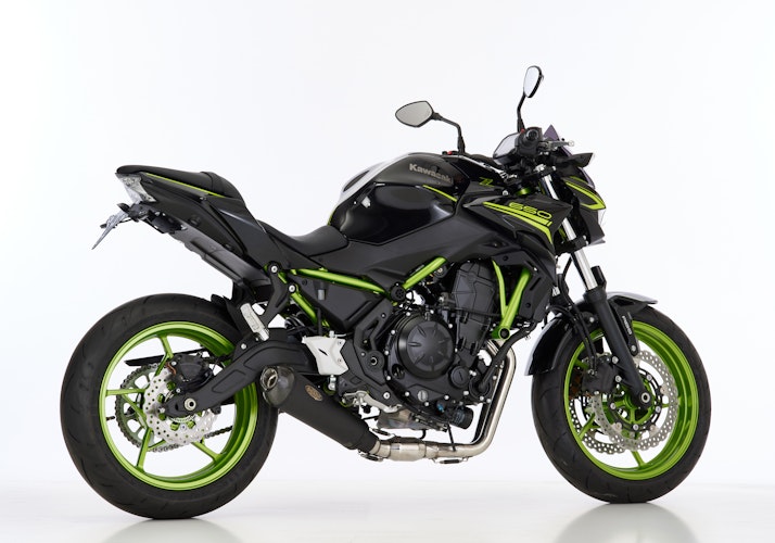 SHARK KOMPLETTANLAGE Edelstahl beschichtet/Carbon schwarz-matt DSX-7 für KAWASAKI Ninja 650,Z650,Z650 RS EURO5+  