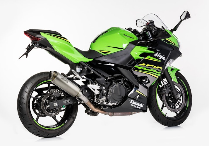 SHARK SLIP-ON Titan silber SRC 4 für KAWASAKI Ninja 400,Z400 EURO5  