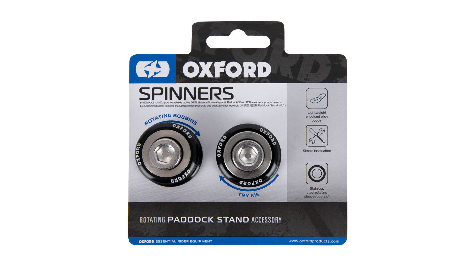Oxford Prismabuchsen M8 x 1, 25 mm, lange Ausführung, Prismabuchsen "SPINNERS" Für V-Aufnahme, drehbar