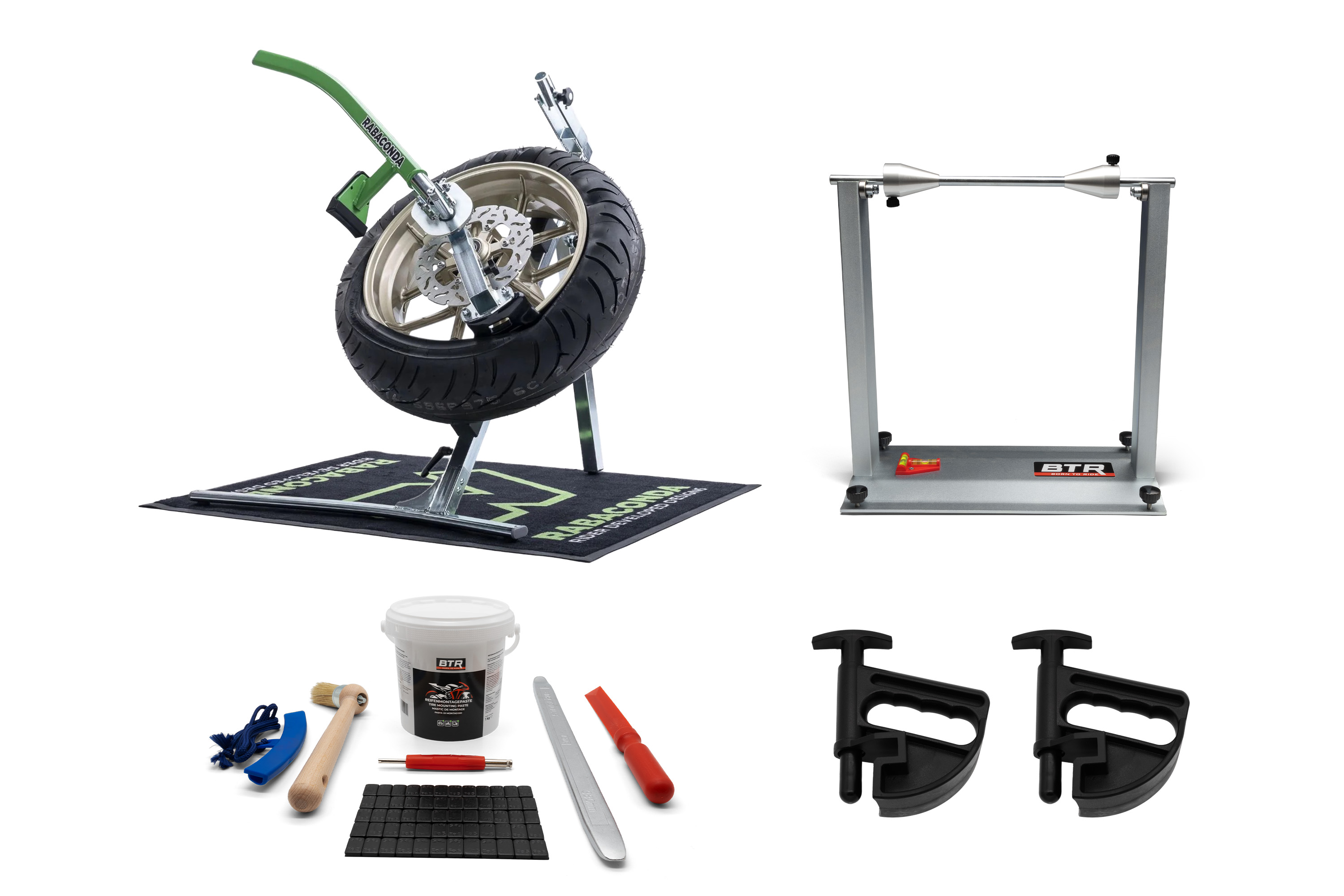 Rabaconda Street Bike Reifenmontiergerät mit Wuchtbock und Starterpaket