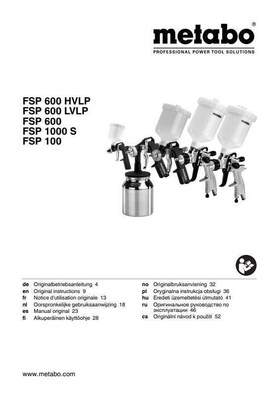 Bedienungsanleitung fÃ¼r Metabo Farbspritzpistole FSP 100