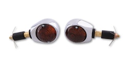 HIGHSIDER smart Ochsenauge Glühlampen Lenkerendenblinker Gehäuse Chrom / Linse Rauchgrau (Paar), Vorn