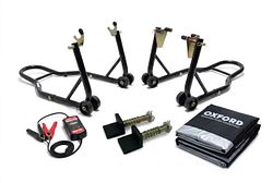 BTR Motorrad Garagen-Set: Montageständer vorn + hinten, Abdeckung & Batterieladegerät