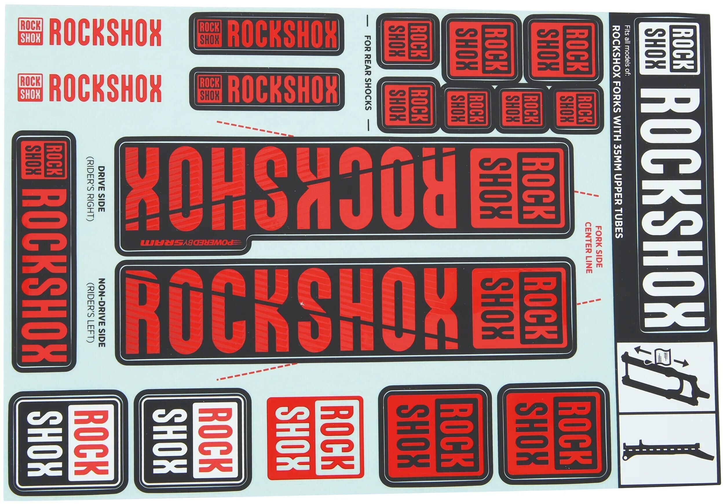 RockShox Dekor Set 35 mm rot