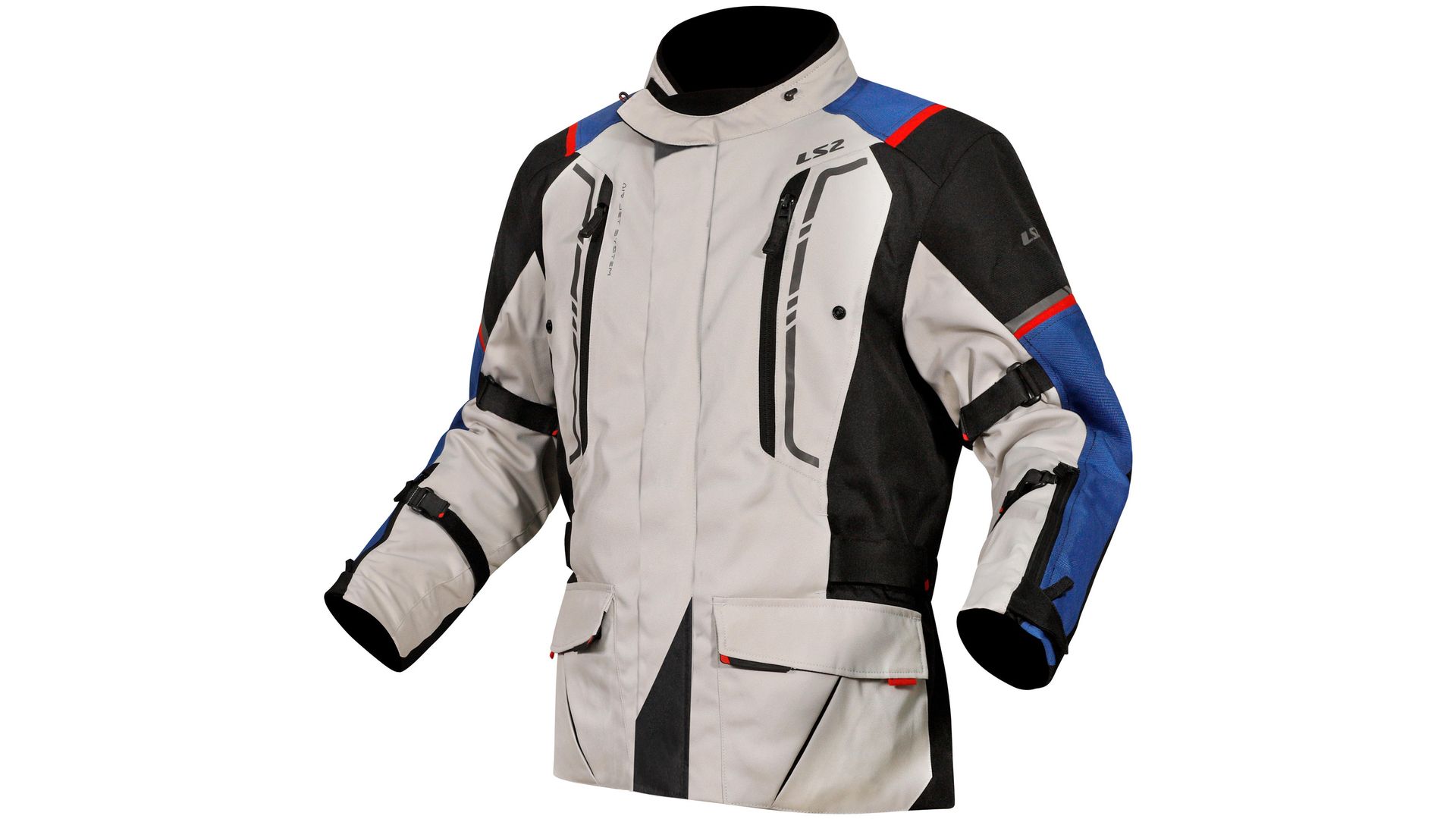 LS2 Narvik Jacke Grau / Schwarz / Blau Herren Gr.m