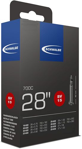 Schwalbe Schlauch Nr. 15 28 Zoll schwarz Sclaverandventil (SV)