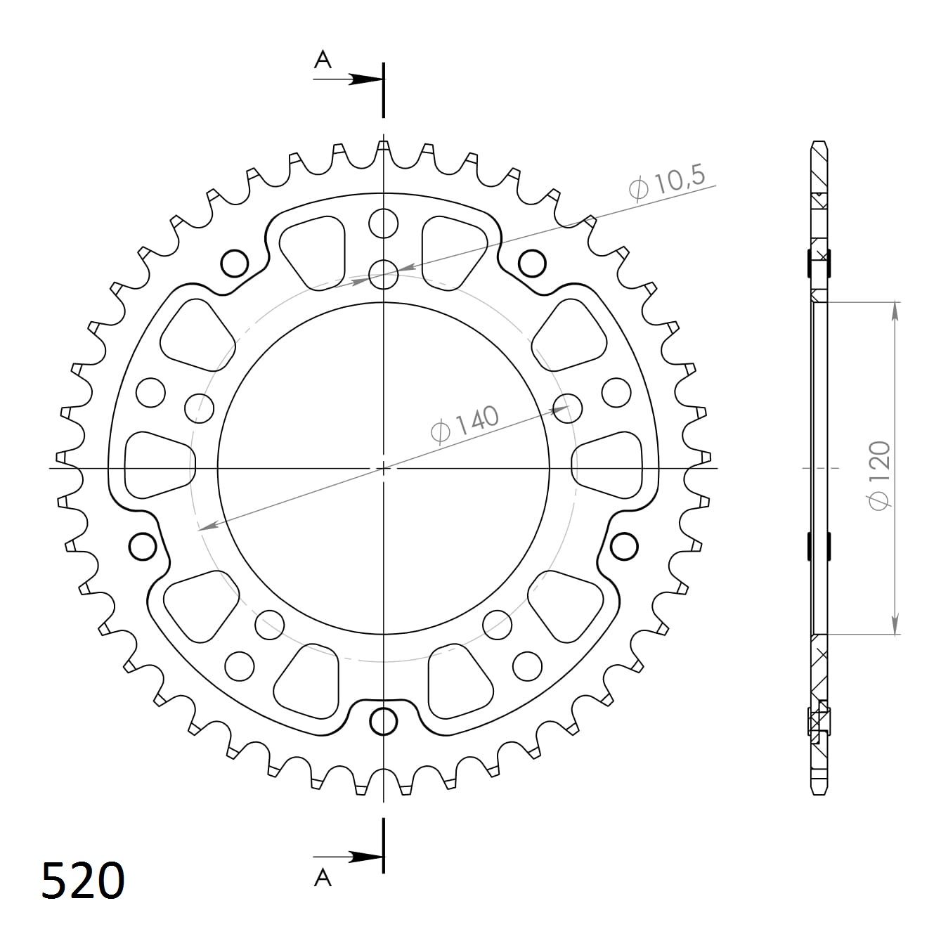 Supersprox Stealth-Kettenrad 520 45Z (Gold)