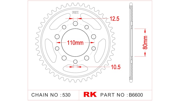 RK 6600 Kettenrad für Honda CB 1100 R und Honda VF 750 Magna