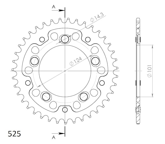 Supersprox Stealth-Kettenrad 525 40Z (Orange)