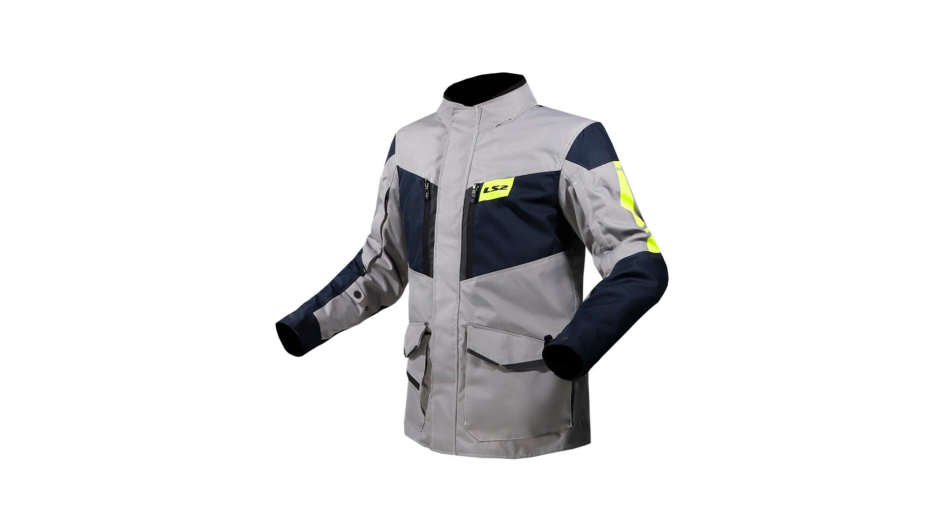 LS2 Metropolis EVO Jacke Grau / Blau / Neongelb Herren Gr.3xl