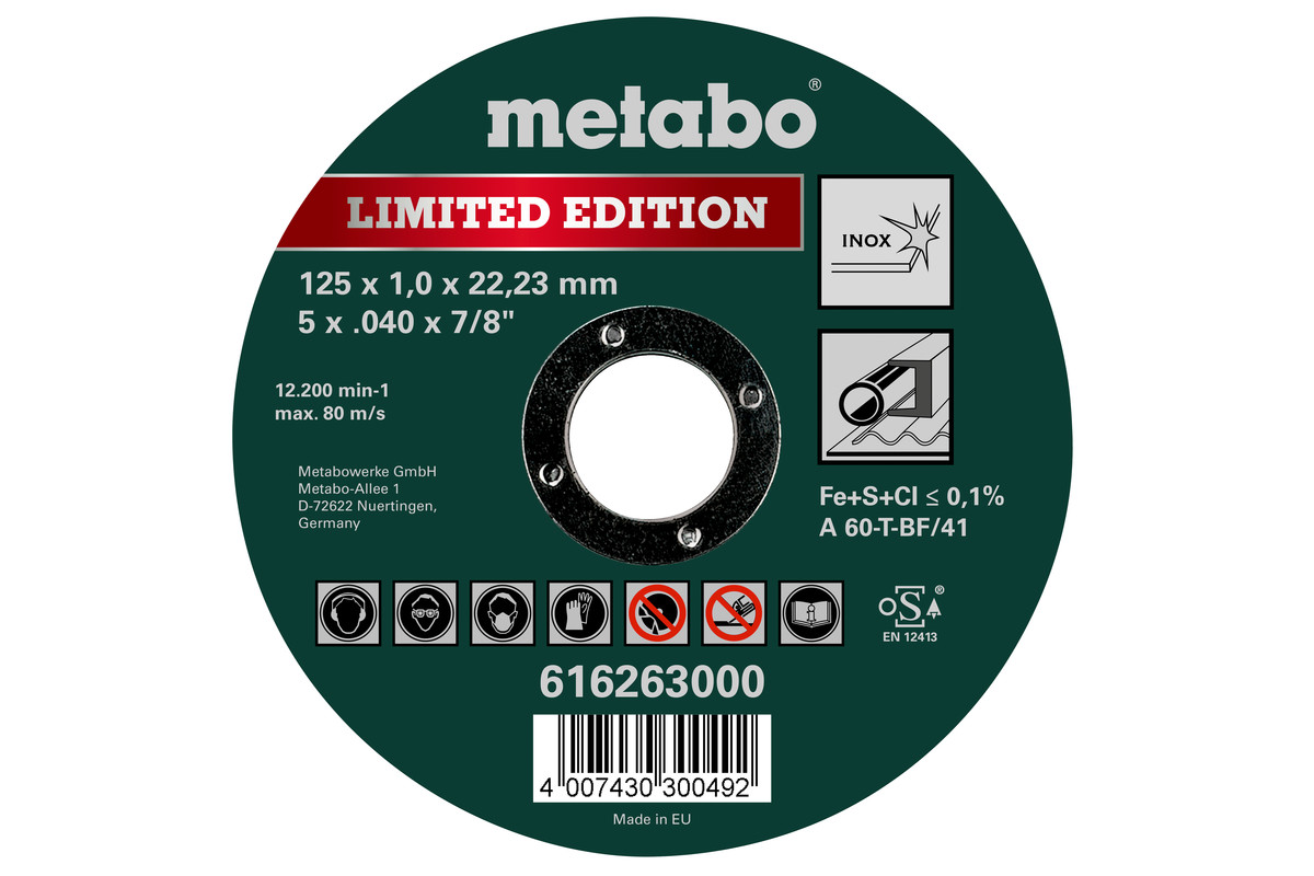 Metabo Limited Edition 125 x 1,0 x 22,23 mmInoxTrennscheibegerade Ausführung