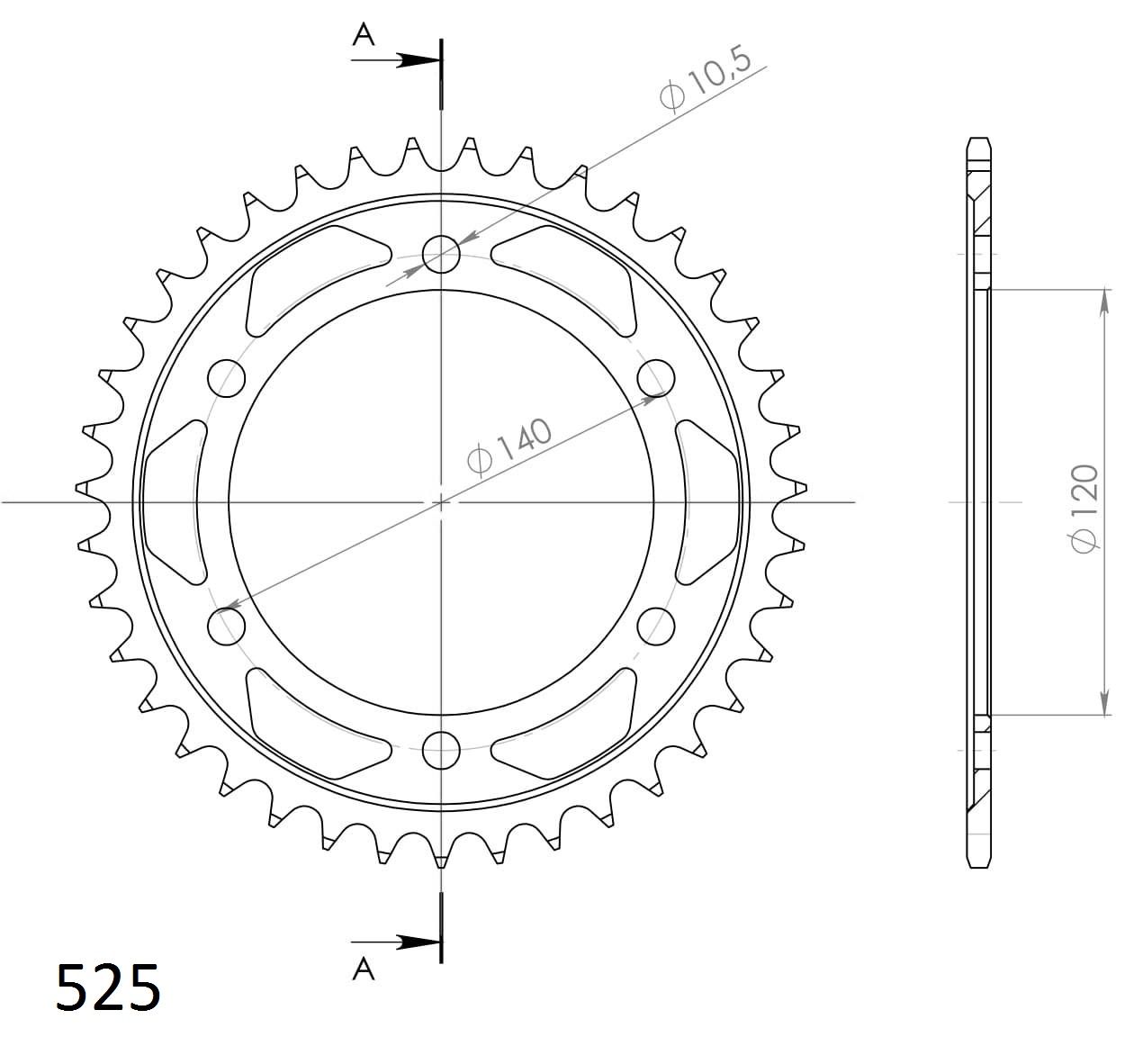 Supersprox Stahl-Kettenrad 525 39Z (Schwarz)
