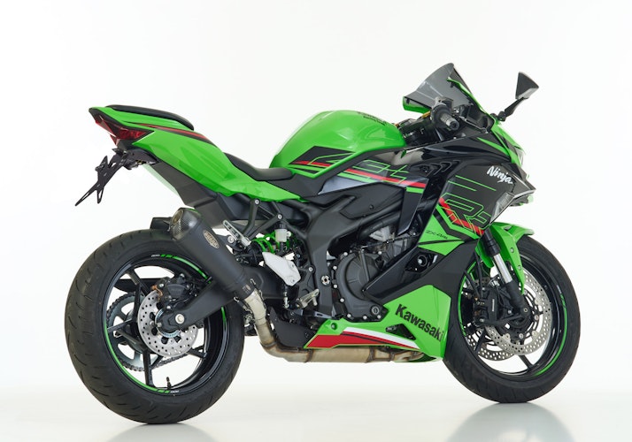 SHARK SLIP-ON Edelstahl beschichtet/Carbon schwarz-matt DSX-7 für KAWASAKI ZX-4R / SE / RR EURO5+  