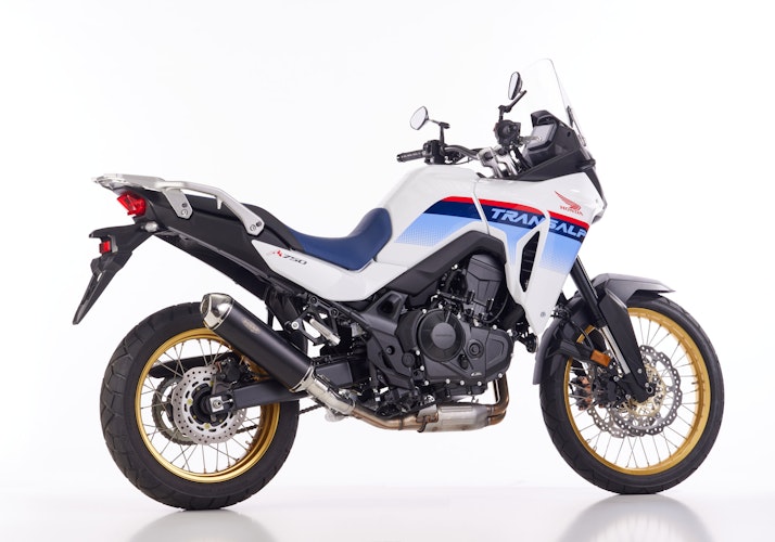 SHARK SLIP-ON Aluminium eloxiert/Endkappe Edelstahl poliert schwarz DSX-5 für HONDA XL750 Transalp EURO5 EURO5+ 