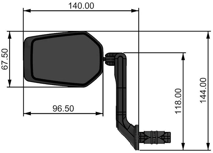 CONTEC Rückspiegel E-View Evo schwarz E-View Evo M, mittlerer Spiegelarm (118