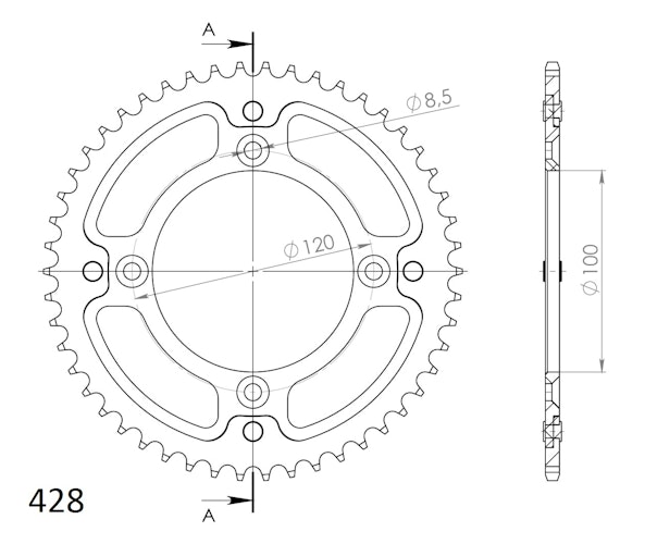 Supersprox Stealth-Kettenrad 428 50Z (Gold)