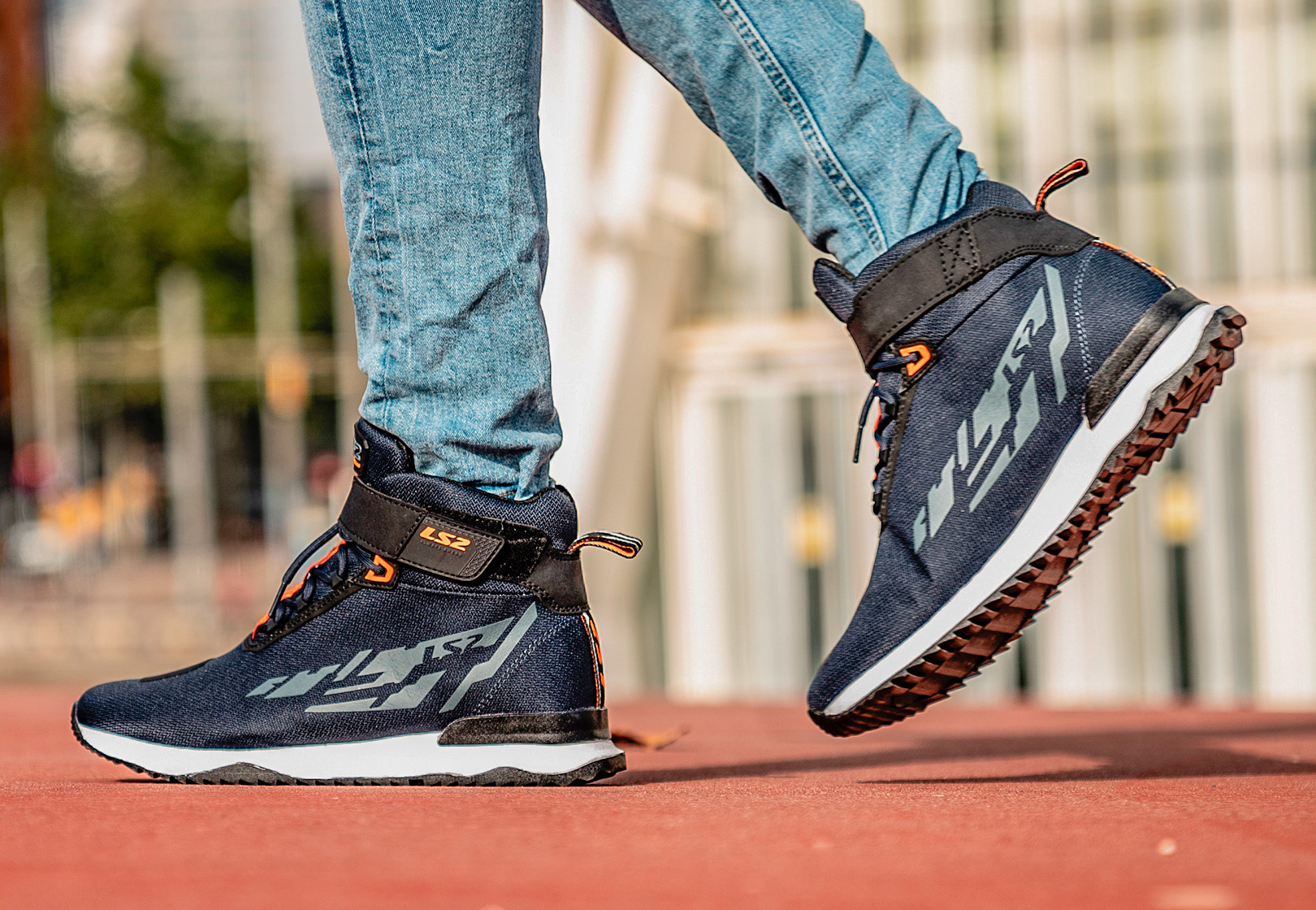 LS2 Stiefel Acrux Man Dark Blue H-V Orange Gr. 42