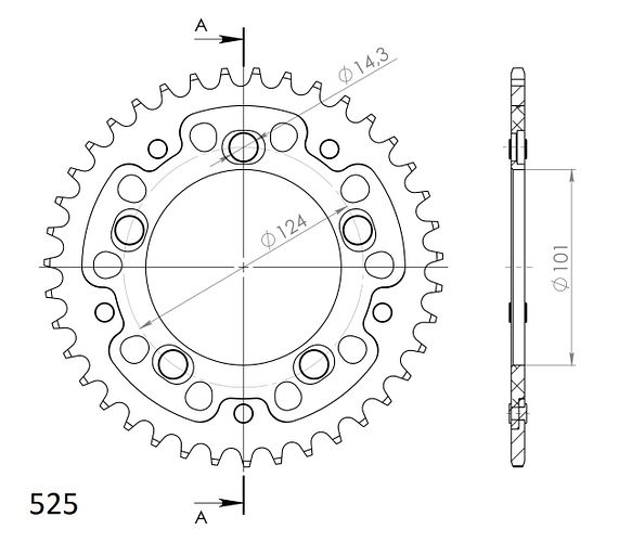 Supersprox Stealth-Kettenrad 525 40Z (Gold)