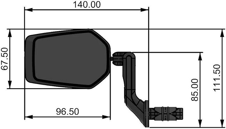 CONTEC Rückspiegel E-View Evo schwarz kurzer Spiegelarm (85 mm)