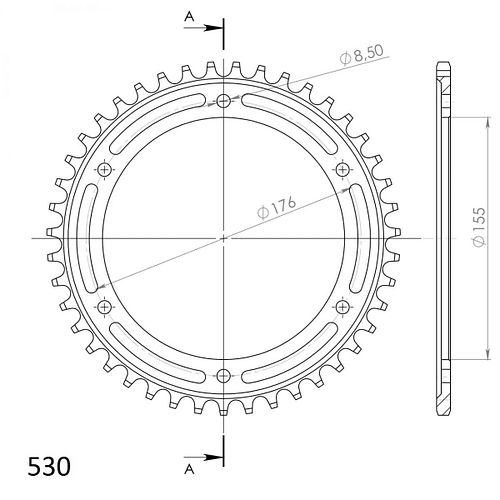 Supersprox Stahl-Kettenrad 530 43Z (Schwarz)